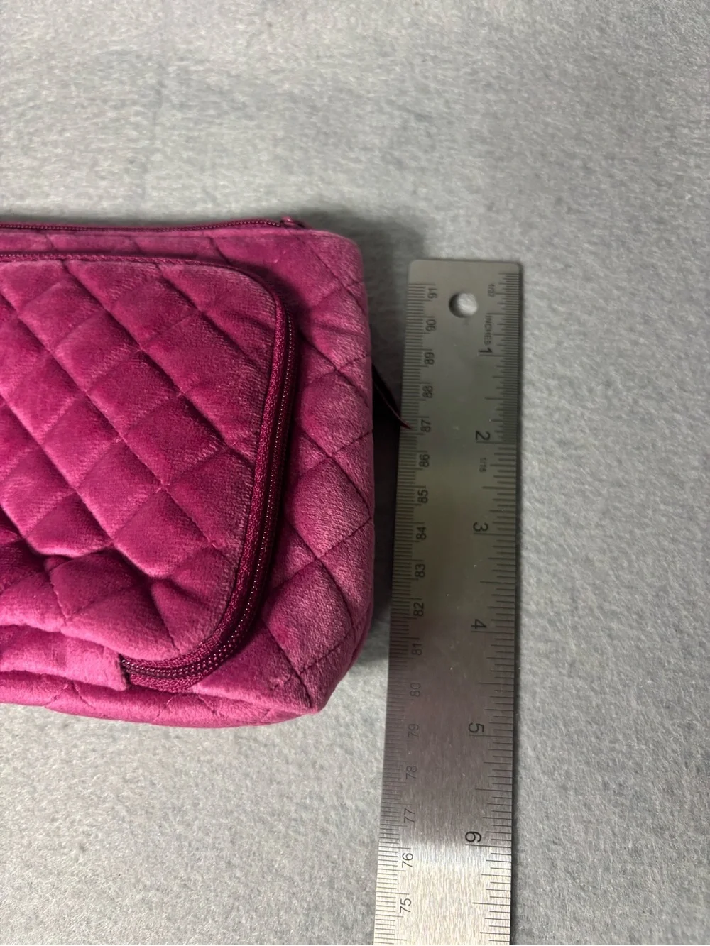 Vera Bradley Pink Quilted Makeup Bag Organizer, Zipper Pockets 8.5 x 4.5